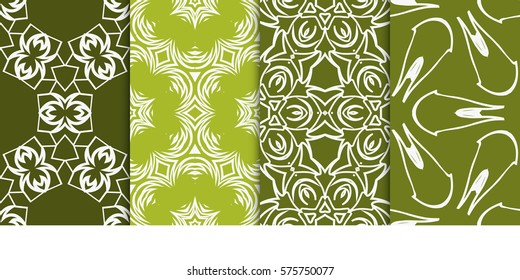 set of modern floral seamless pattern background. Luxury texture for wallpaper, invitation. Vector illustration.