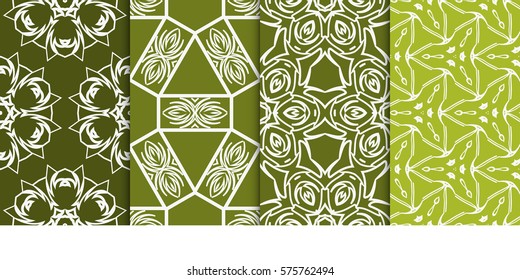 set of modern floral seamless pattern background. Luxury texture for wallpaper, invitation. Vector illustration.