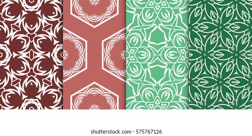 set of modern floral seamless pattern background. Luxury texture for wallpaper, invitation. Vector illustration.