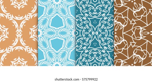 set of modern floral seamless pattern background. Luxury texture for wallpaper, invitation. Vector illustration.