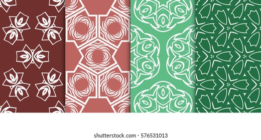 set of modern floral seamless pattern background. Luxury texture for wallpaper, invitation. Vector illustration.