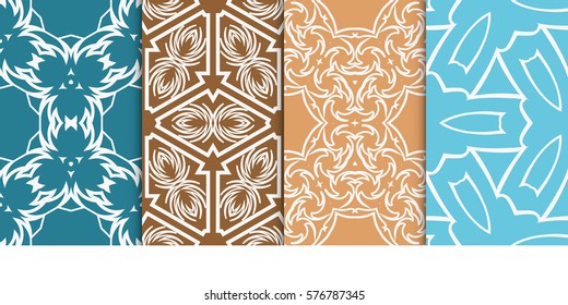 set of modern floral seamless pattern background. Luxury texture for wallpaper, invitation. Vector illustration.