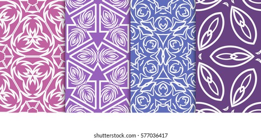 set of modern floral seamless pattern background. Luxury texture for wallpaper, invitation. Vector illustration.
