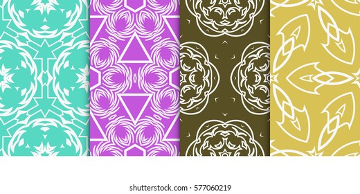 set of modern floral seamless pattern background. Luxury texture for wallpaper, invitation. Vector illustration.