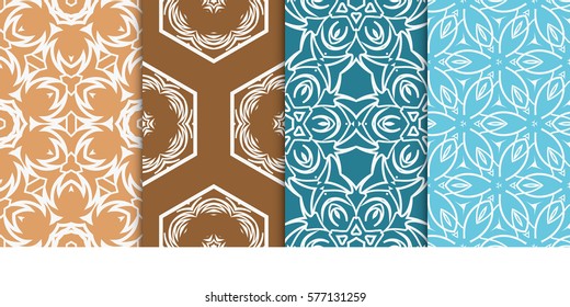 set of modern floral seamless pattern background. Luxury texture for wallpaper, invitation. Vector illustration.