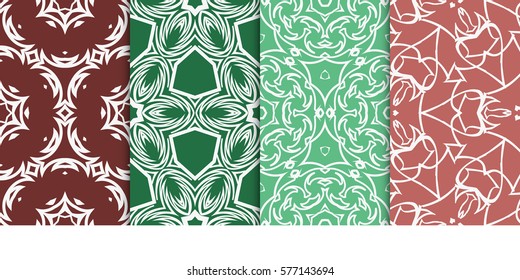 set of modern floral seamless pattern background. Luxury texture for wallpaper, invitation. Vector illustration.
