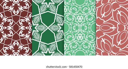 set of modern floral seamless pattern background. Luxury texture for wallpaper, invitation. Vector illustration.