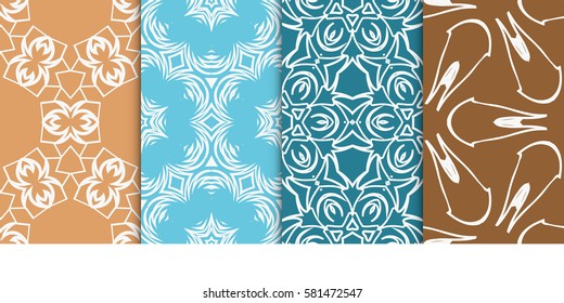 set of modern floral seamless pattern background. Luxury texture for wallpaper, invitation. Vector illustration.