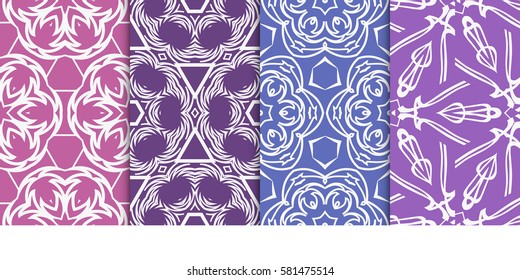 set of modern floral seamless pattern background. Luxury texture for wallpaper, invitation. Vector illustration.