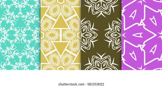 set of modern floral seamless pattern background. Luxury texture for wallpaper, invitation. Vector illustration.