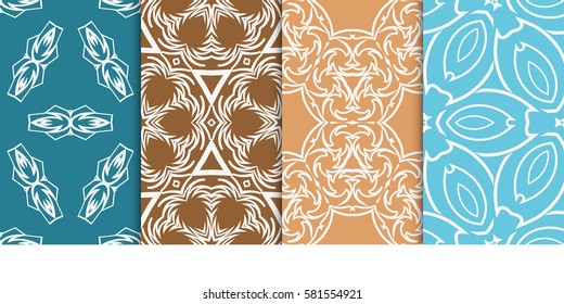 set of modern floral seamless pattern background. Luxury texture for wallpaper, invitation. Vector illustration.