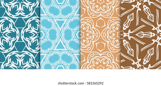 set of modern floral seamless pattern background. Luxury texture for wallpaper, invitation. Vector illustration.