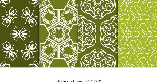 set of modern floral seamless pattern background. Luxury texture for wallpaper, invitation. Vector illustration.