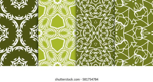 set of modern floral seamless pattern background. Luxury texture for wallpaper, invitation. Vector illustration.
