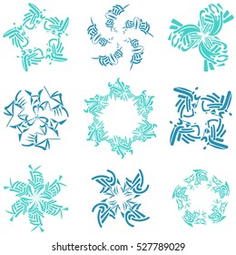 Set of modern and floral vector elements for cards and stickers