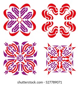Set of modern and floral vector elements for cards and stickers
