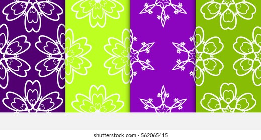 set of modern flower pattern. Seamless. vector illustration. spring color. for invitation, background, wallpaper