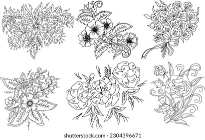 Set of Modern flower vector design with white background