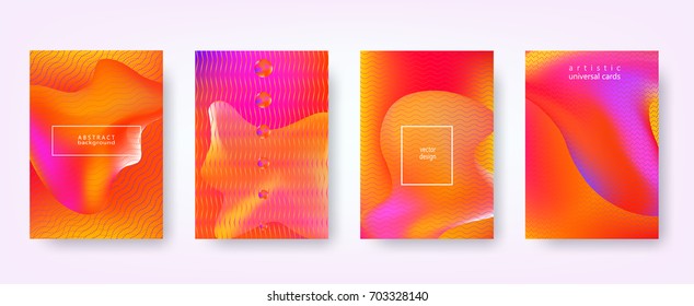 Set of modern fluid abstract backgrounds. Diffuse colored spots background. Vector template for banners, placards, poster, pop art flyers, presentations and annual reports. Hipster style. A4 size