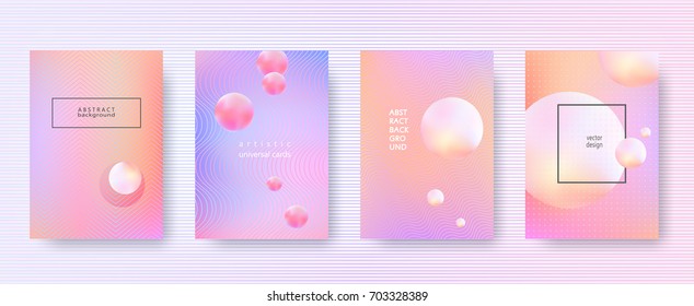Set of modern fluid abstract backgrounds. Diffuse colored spots background. Vector template for banners, placards, poster, pop art flyers, presentations and annual reports. Hipster style. A4 size