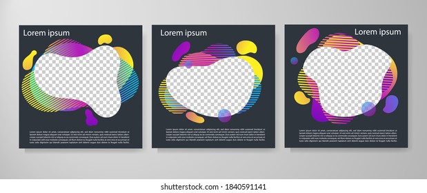 Set of modern fluid background template with gradient liquid, blue, pink, purple gradation for promotional. For social media post, stories, story, internet web banner, flyer, poster and brochure.