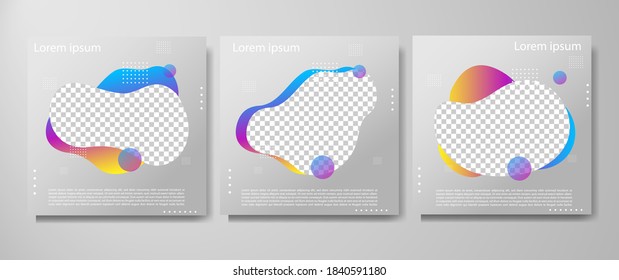 Set of modern fluid background template with gradient liquid, blue, pink, purple gradation for promotional. For social media post, stories, story, internet web banner, flyer, poster and brochure.