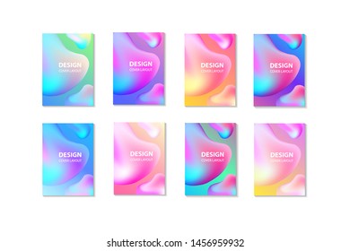 Set Modern Fluid Gradient Color, Abstract Cool Liquid Geometric Cover Graphic Design Template for Cover Book, Poster, Flyer, Banner, Landing Page, Web, Social Media, Print, Wallpaper, Background Eps10