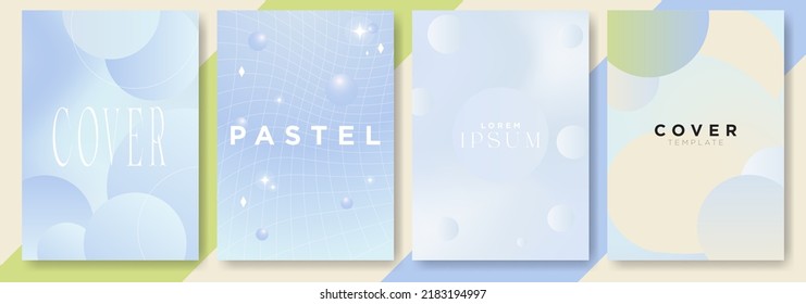 Conjunto de diseño moderno de afiches de fluidos con gradientes pastel y colores de movimiento líquido. Plantilla vectorial para cubiertas, presentaciones, fondos, cubiertas, impresión, diseños, volantes, carteles, disposición. Aislado.
