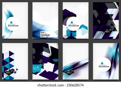 Set of modern flyers, brochures. Abstract backgrounds, online web presentation layouts