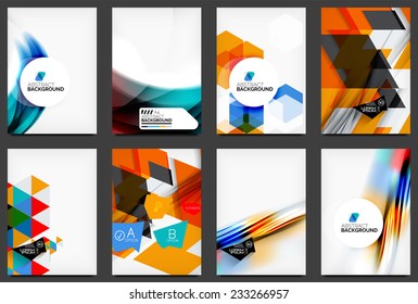 Set of modern flyers, brochures. Abstract backgrounds, online web presentation layouts
