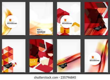 Set of modern flyers, brochures. Abstract backgrounds, online web presentation layouts