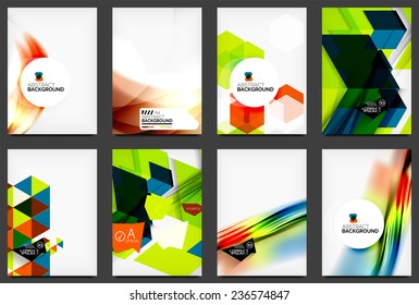 Set of modern flyers, brochures. Abstract backgrounds, online web presentation layouts