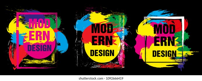 Set modern frame for text. Dynamic geometric colorful design elements for a flyer, business cards, brochures, presentations, etc. Vector illustration.