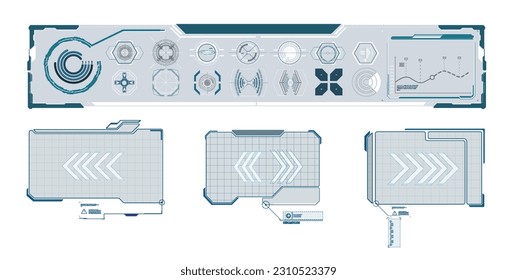Set of modern frames, callouts for user menu interface elements in futuristic style. Game futuristic digital display, hud tech future frame. Information box bars, modern digital frame layout template