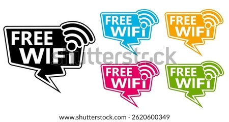 set modern free wifi sign icon symbol. wireless hotspot area logo vector illustration