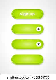 Set of modern fresh looking buttons with shadow / oval green button