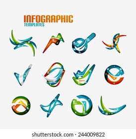 Set of modern fresh wave business infographics. Flowing wave shapes with sample numbers