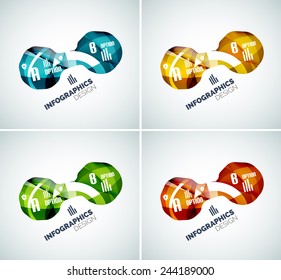 Set of modern fresh wave business infographics. Flowing wave shapes with sample numbers