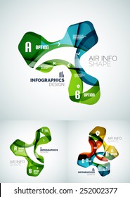 Set of modern fresh wave business infographics. Flowing wave shapes with sample numbers