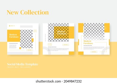 Set of modern furniture sale social media template