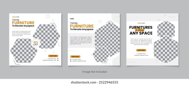 Set of modern furniture social media post banner template