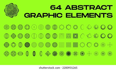 Set of modern futuristic figures. Abstract geometric shapes in brutalism style. Fragile vector objects with thin outline. Vector illustration. Vector illustration