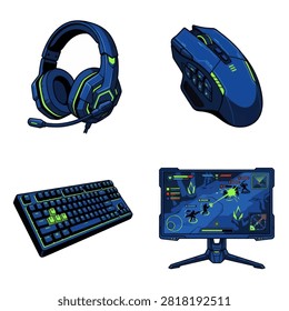 Set of modern gaming peripherals for a professional computer setup
