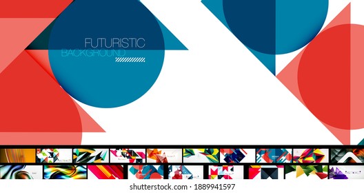 Set of modern geometric abstract backgrounds with various designs for covers, banners, flyers