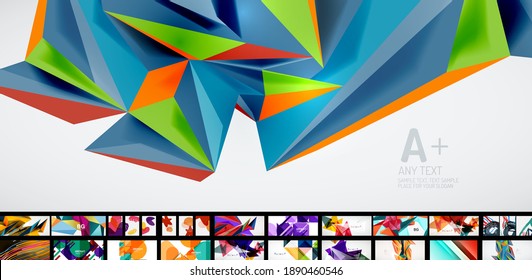 Set of modern geometric abstract backgrounds with various designs for covers, banners, flyers
