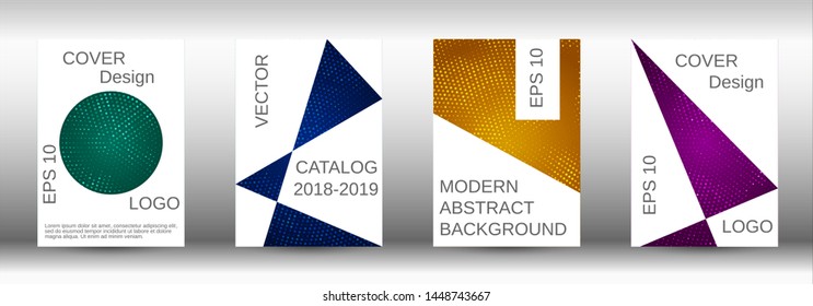 Set of modern geometric abstract covers. Colorful mosaic design. Modern abstract background. Modern design template for banner, poster, booklet, report, magazine.
