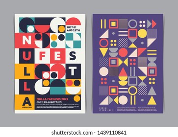 Set of Modern Geometric Abstract flyers template. Vector illustration.