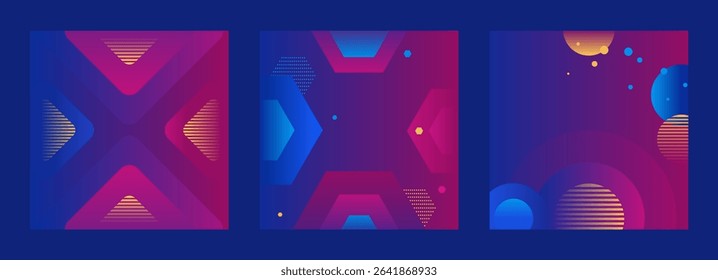 Set of modern geometric background for your cover, card, banner, social media template, poster, and more