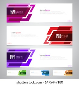 Set of modern geometric banner designs for website templates or printing designs.