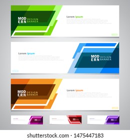 Set of modern geometric banner designs for website templates or printing designs.